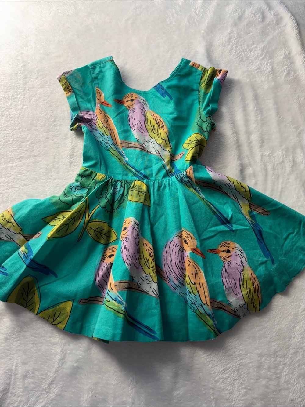 Tea Collection Turquoise Bird Print Twirl Dress